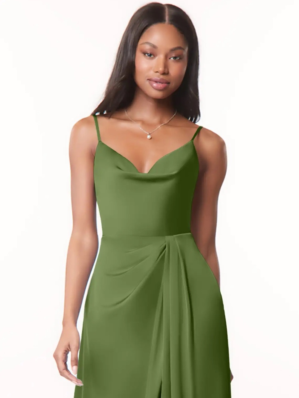NWT Azazie Brielle Juniper Green Cowl Neck Slip Dress - Women's Formal Dress